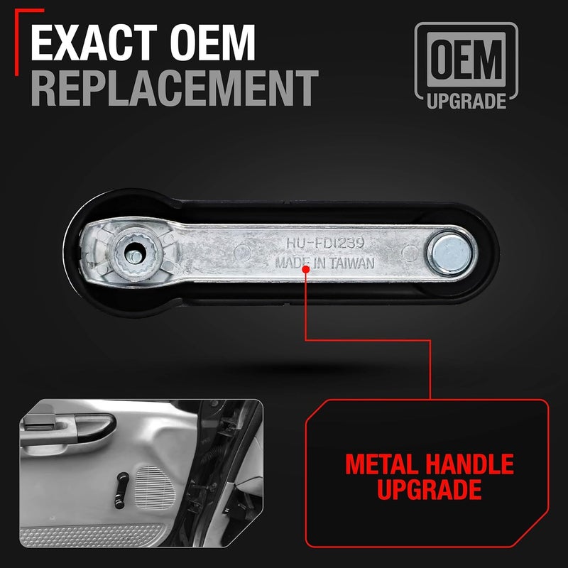 T1A Manual Window Crank Handle, 1pc - Front/Rear Left or Right - Compatible with 1987-2023 Ford Mustang Bronco, Econoline, Super Duty, F-150 - Plastic Cover, Metal Body - OEM E6DZ5423342A, F7UZ1523342AAA - Image 3